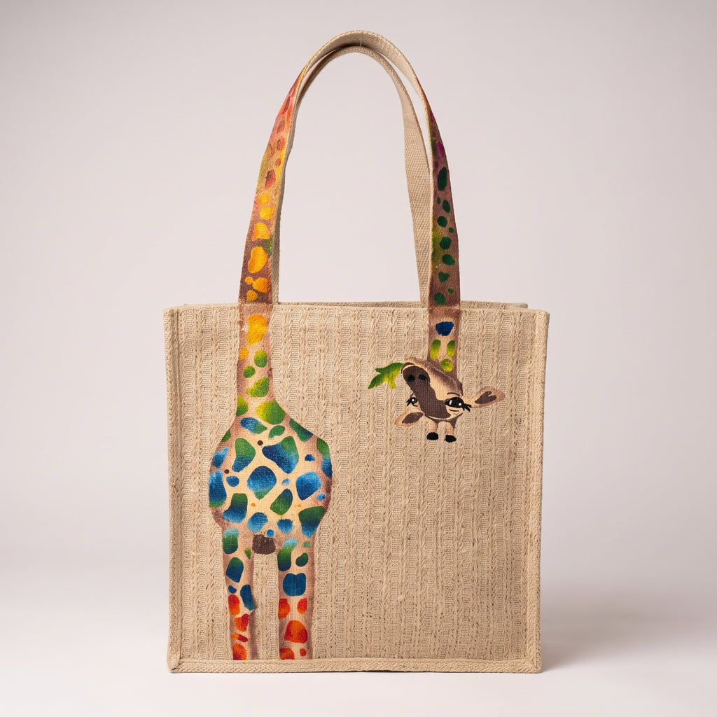 ZURI - Jute-Shopper mit bunter Giraffe