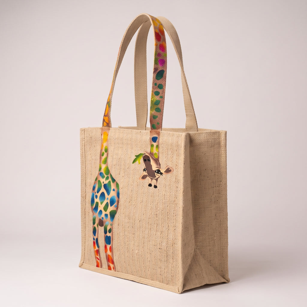 ZURI - Jute-Shopper mit bunter Giraffe