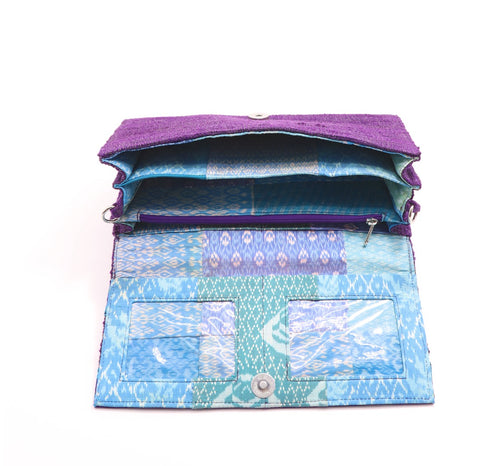 Clutch aus Baumwolle mit Seiden-Details