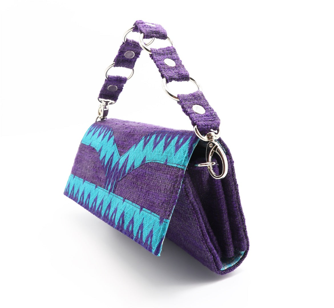 Clutch aus Baumwolle mit Seiden-Details