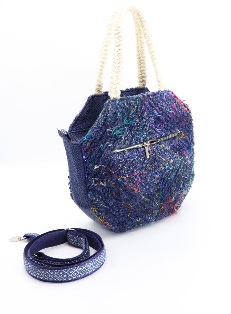 Handgewebte Tote Bag aus Baumwolle mit Diamantmuster