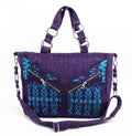 Handgewebte Shopper-/Tote Bag aus Baumwolle & Seide – Seiden-Details + Seidenfutter