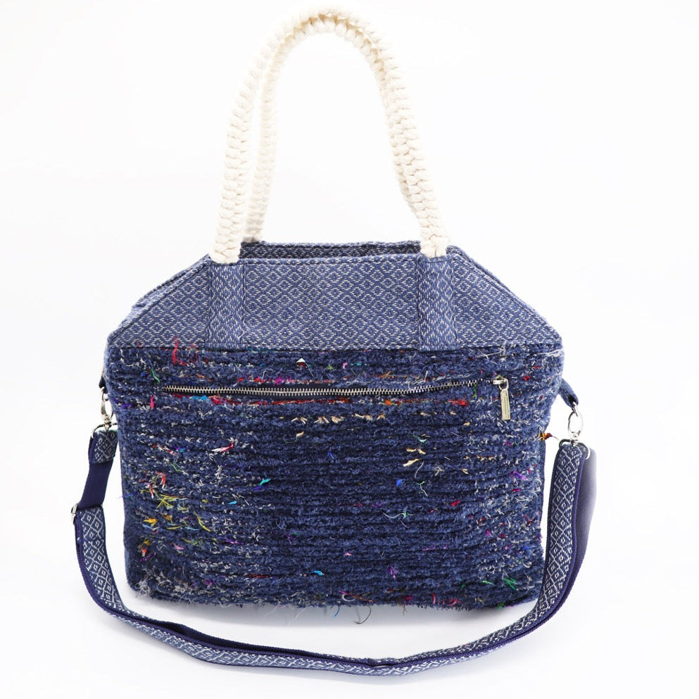 Laptoptasche aus handgewebter Baumwolle mit Diamantmuster